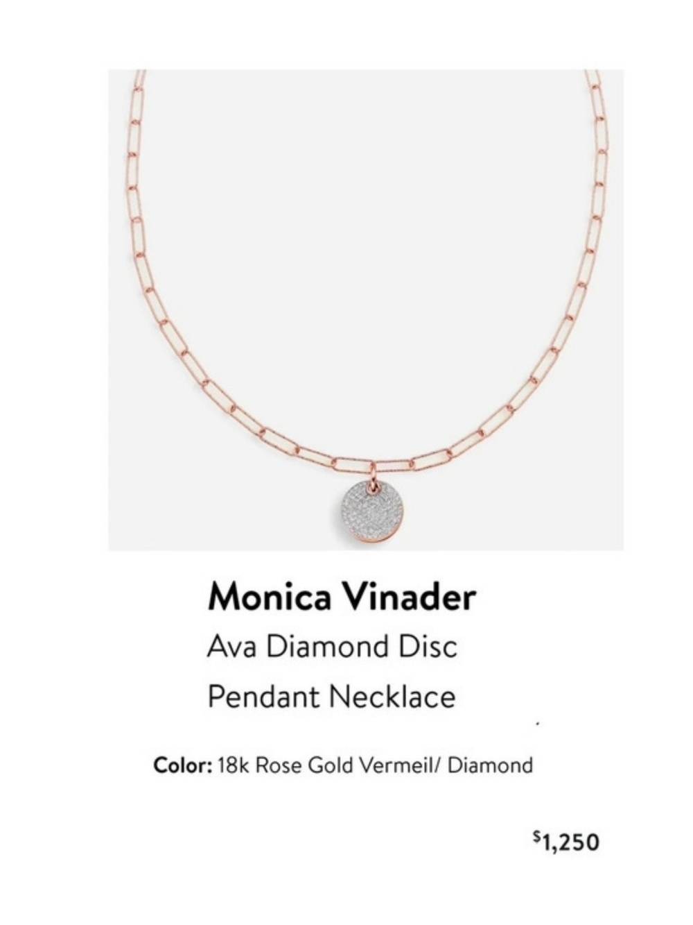 Monica Vinader Ava Diamond Disc Pendant Necklace Diamond Disc Necklace in Pink